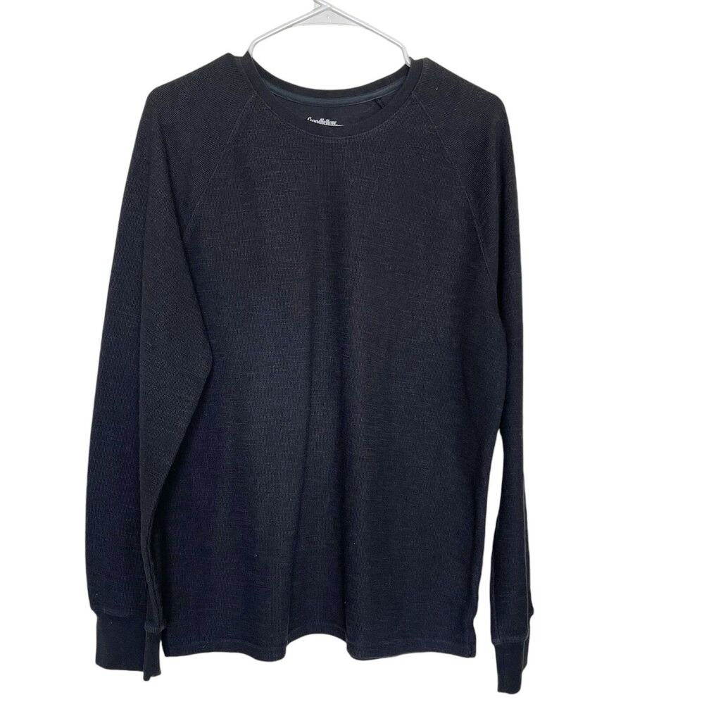 Goodfellow & Co Men’s Shirt Size Large Thermal Henley Long Sleeve Black Ribbed